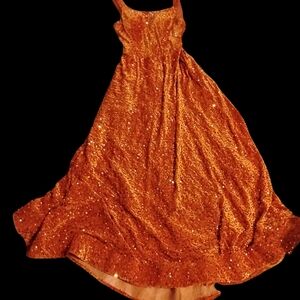 Elegant Orange Sequin Wedding Dress